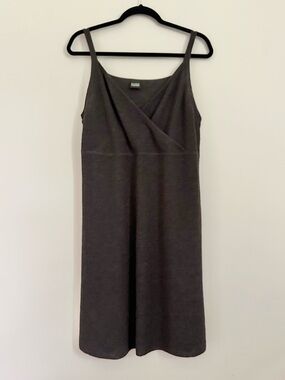 Eileen Fisher Gray Boucle Knit Dress Size Medium Wool Knee Length Lagenlook